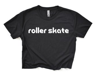 Roller Skate Black Crop Top T-Shirt