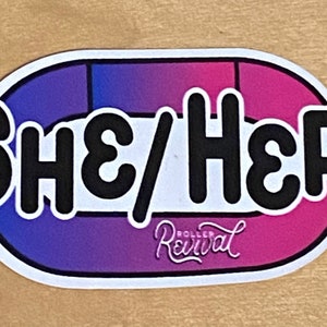 Roller Derby Track Pronoun Stickers Decals She Her He Him They Them