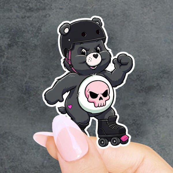 Bruiser Bear Roller Derby Sticker Roller Skate