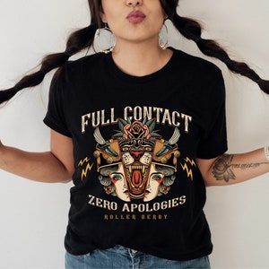 Full Contact Zero Apologies Roller Derby Black T-Shirt Skate