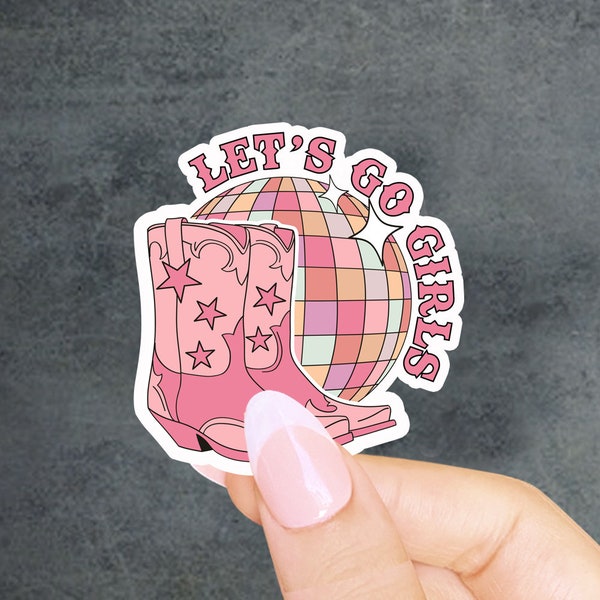 Let's Go Girls Sticker Cowgirl Boots Western Pink