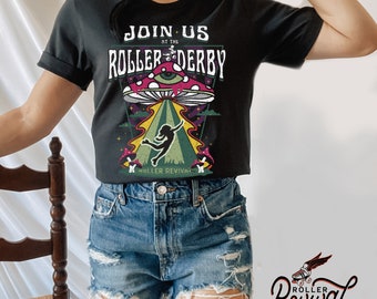 Join Us at the Roller Derby Black T-Shirt Skate