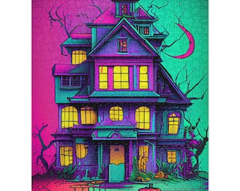 Neon Haunted House Puzzle