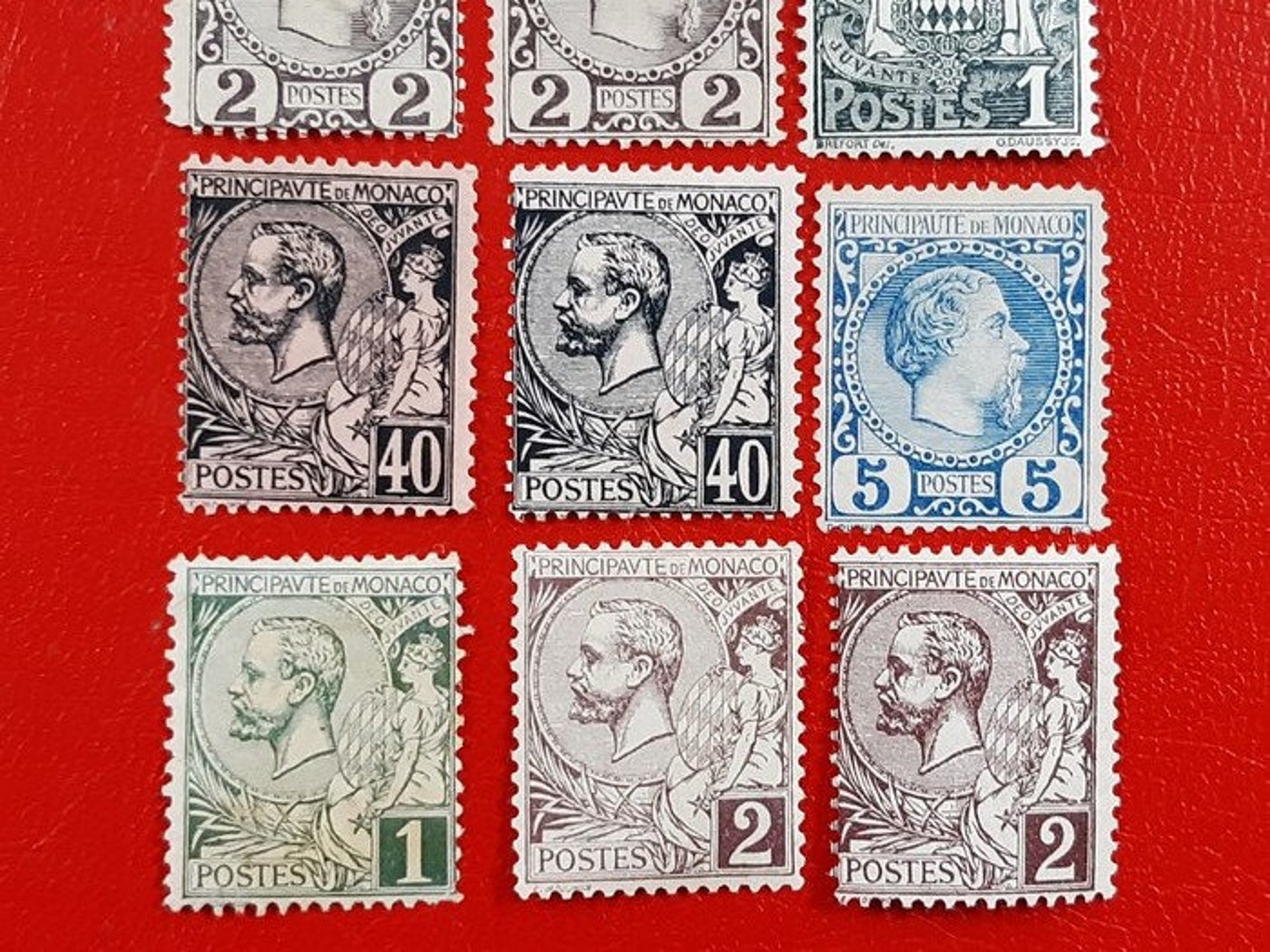 Antique stamps Monaco 9 pieces Etsy