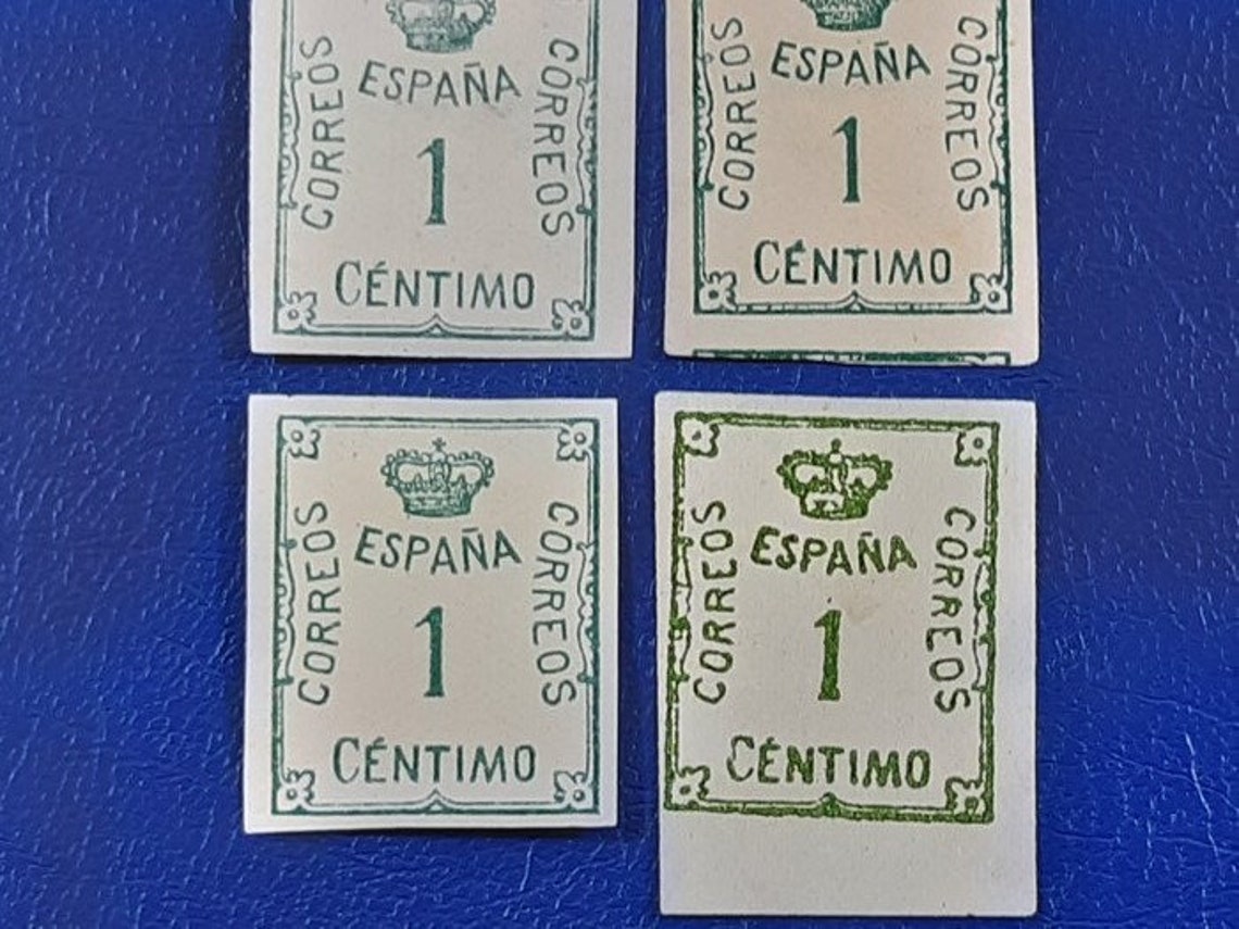 Four Postage Stamps Espana Correos 1 Centimo 1920r Etsy