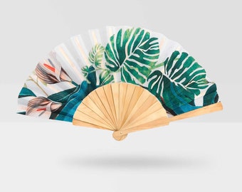 FABRIC FOLDING FAN - Tropical hand fan favour-  Modern and unique valentines day gift - compact Handheld Fan -valentines day gift