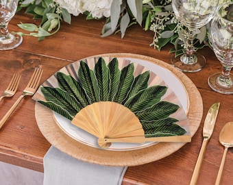 Tropical Wedding Hand Fans: Palm Leaf Boho Favors