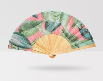Tropical Leaf Folding Hand Fan: Summer Wedding Favor