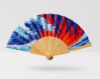 Japanese Wave Hand Fan: Artistic Folding Fan Gift