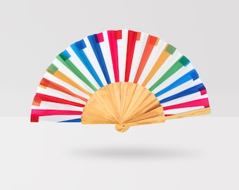 Multicolor Folding Hand Fan: Funky Rave Festival Accessory