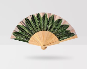 Tropical Leaf Folding Hand Fan: Rustic Wedding Favor