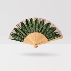 HAND FAN  mother day gift - Tropical Folding fan - leaves design rustic wedding favors -  Summer party Gift for her - tropical wedding -