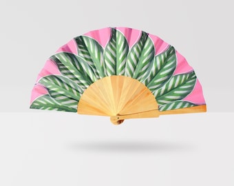 Tropical Leaf Folding Hand Fan: Beach Wedding Favor