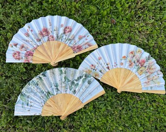 Floral Wedding Hand Fans, Elegant Bridesmaid Favors
