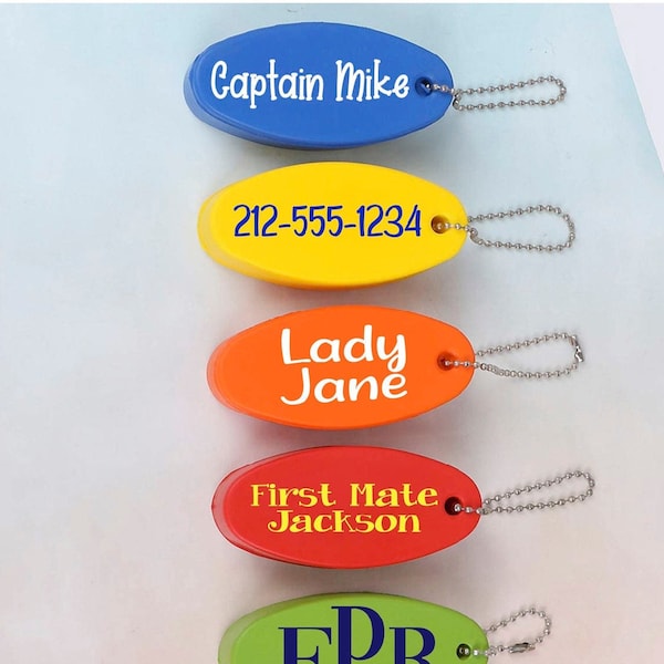 Floating Keychain | Personalized Custom Fishing Beach Gift Camping Jet Ski Sail Houseboat Pool Lifeguard Lake Fathers Day Dad Wedding Favors