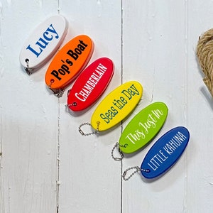 Schwimmende Schlüsselanhänger | Personalisierte benutzerdefinierte Angeln Strand Geschenk Camping Jet Ski Segel Hausboot Pool Rettungsschwimmer See Vatertag Papa Hochzeit Gefälligkeiten