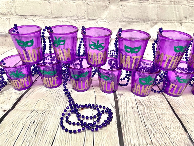 Shot Glass Necklace Beads Personalized New Orleans Favors Etsy