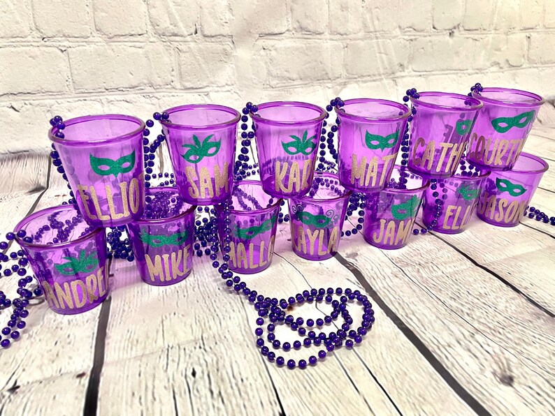Shot Glass Necklace Beads Personalized New Orleans Favors Etsy