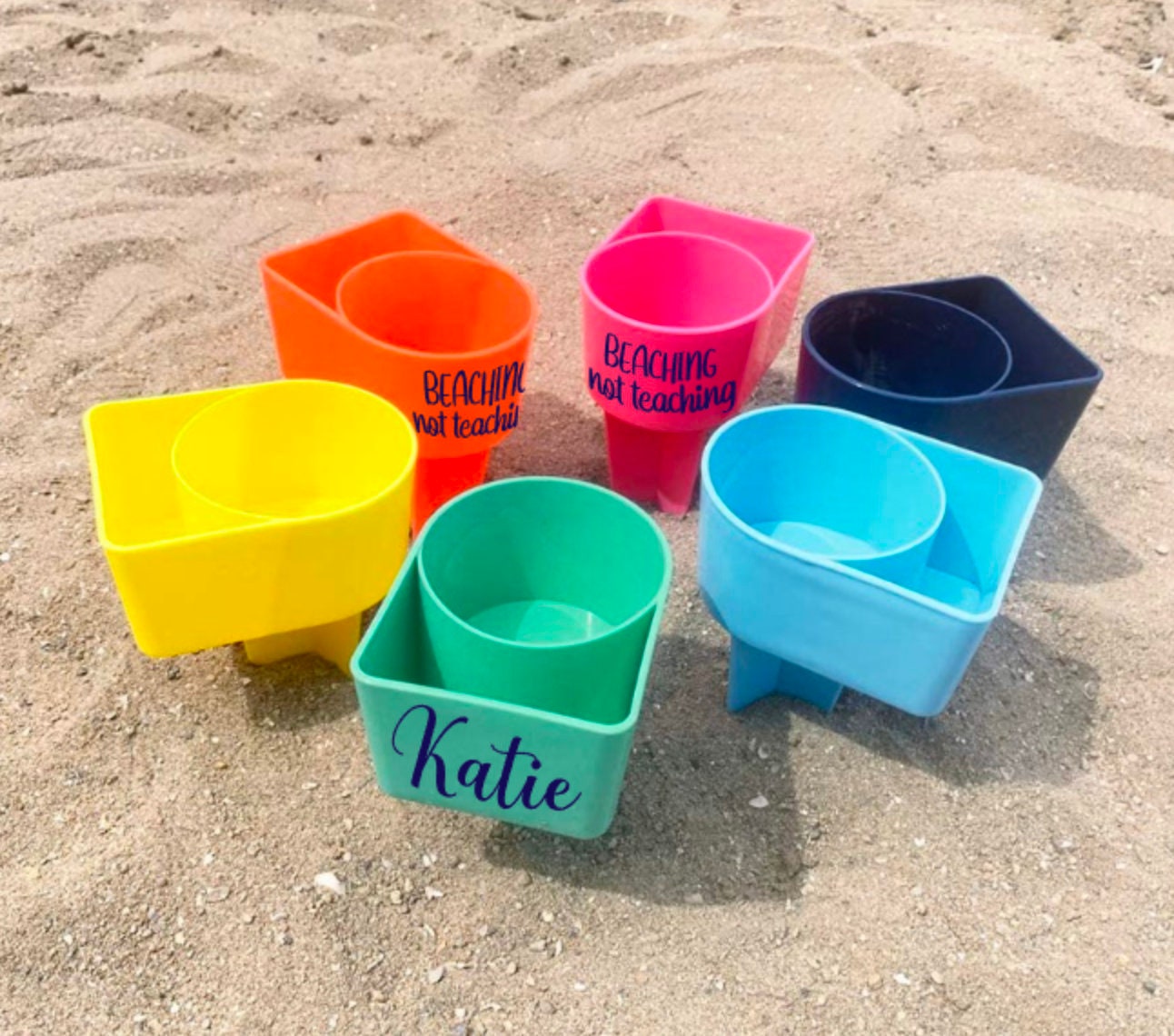 Cup AND Phone Holder drink sand personalized beach monogram Etsy