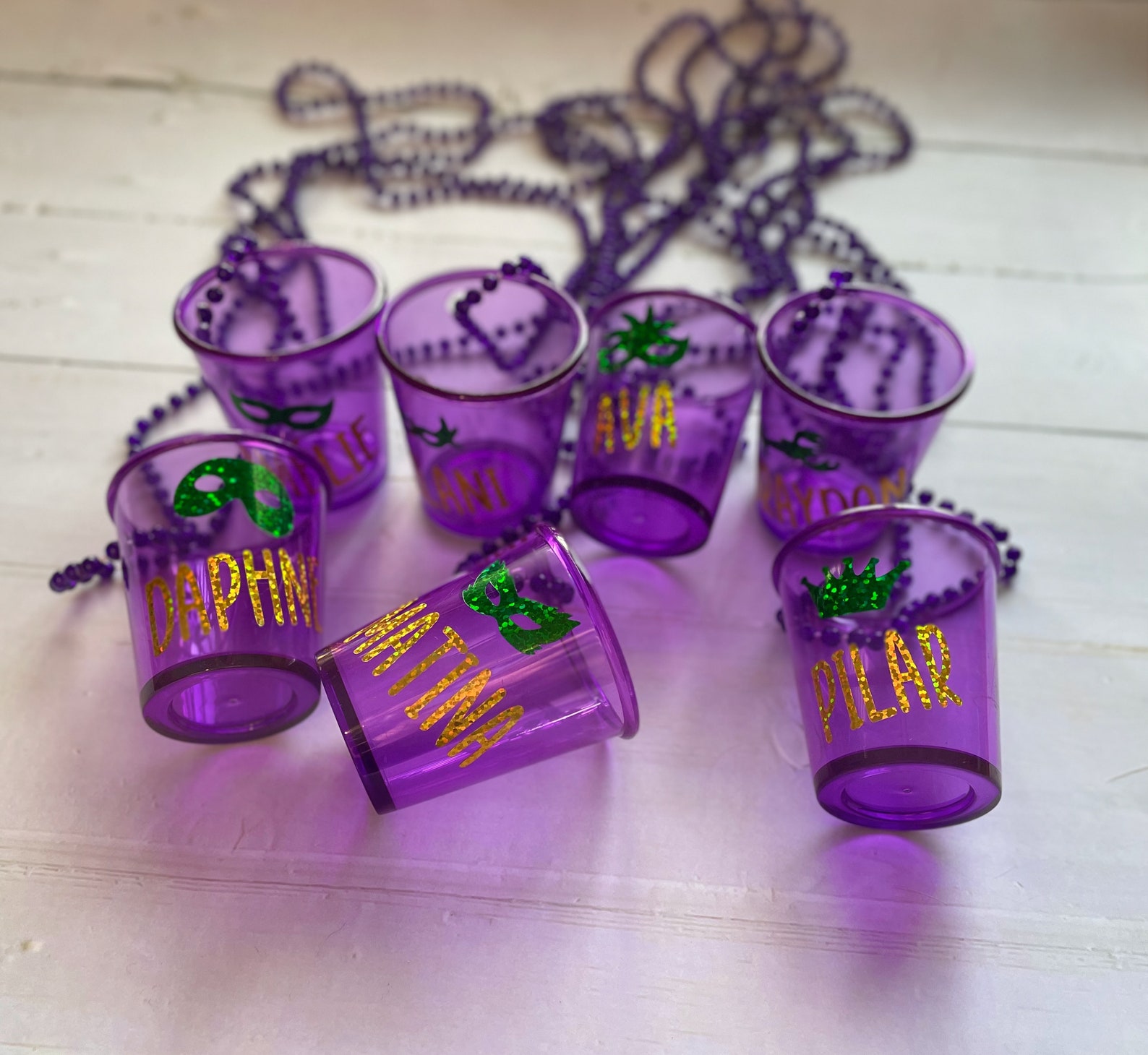 Shot Glass Necklace Beads Personalized New Orleans Favors Etsy