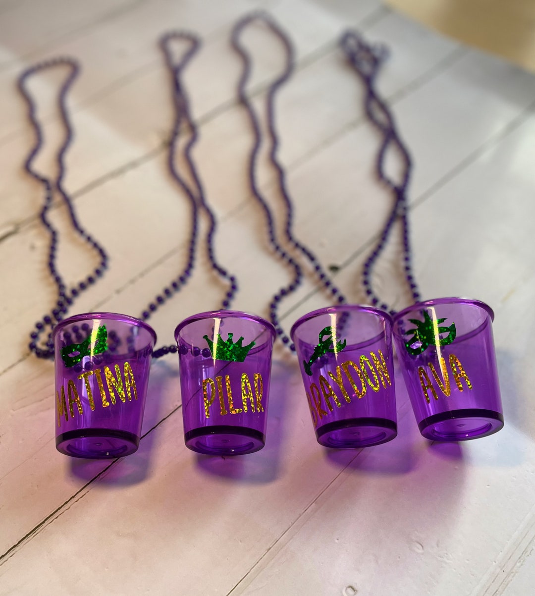 Shot Glass Necklace Beads Personalized New Orleans Favors Etsy