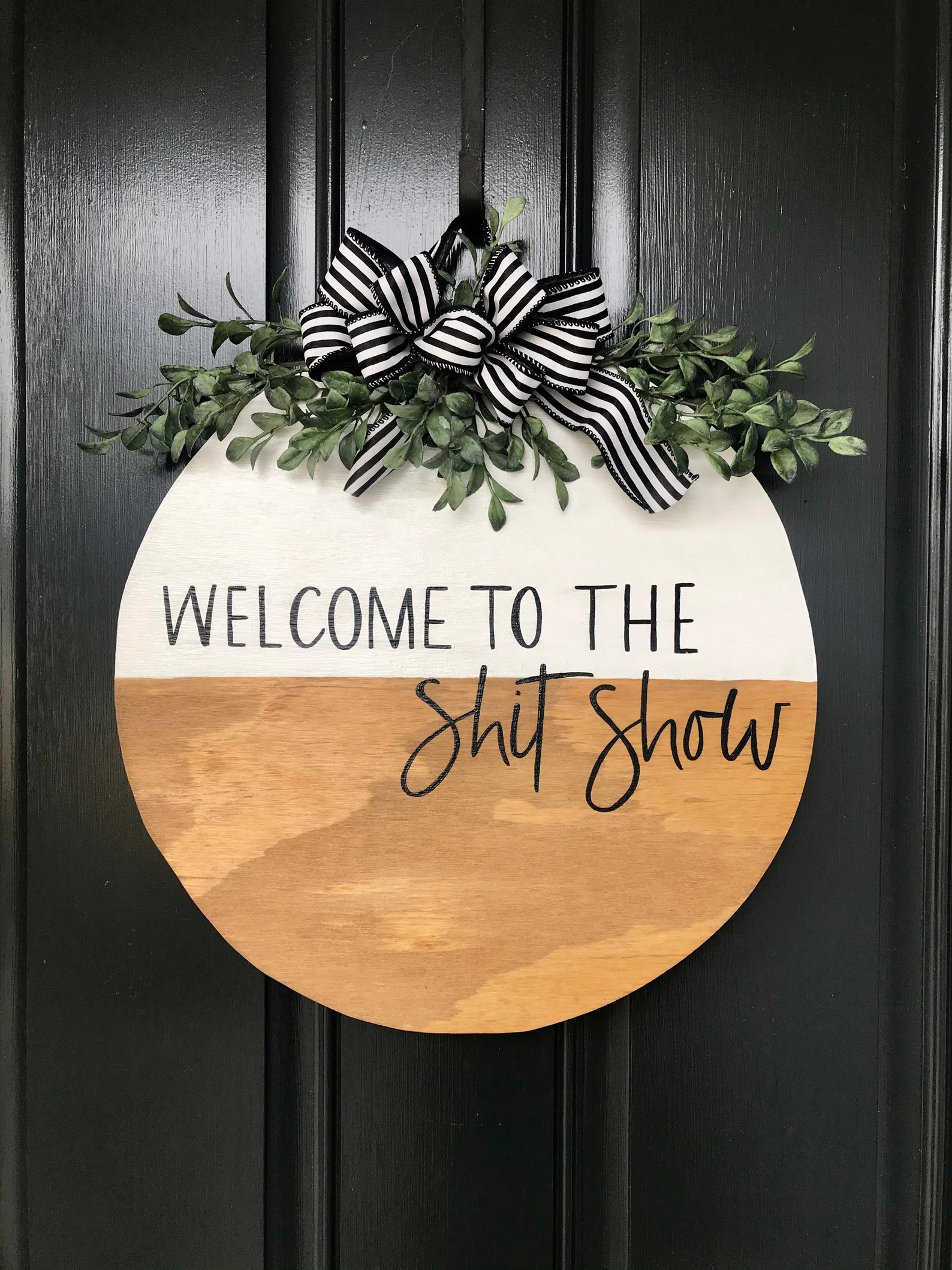 Wooden Door Hanger Circle Door Hanger Front Porch Decor Etsy