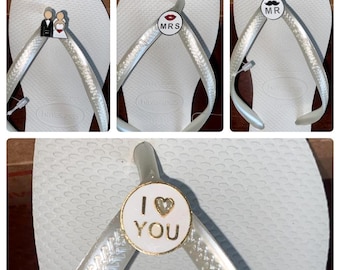 Havaianas Flip Flops with Charms: Bride & Groom, Just Married