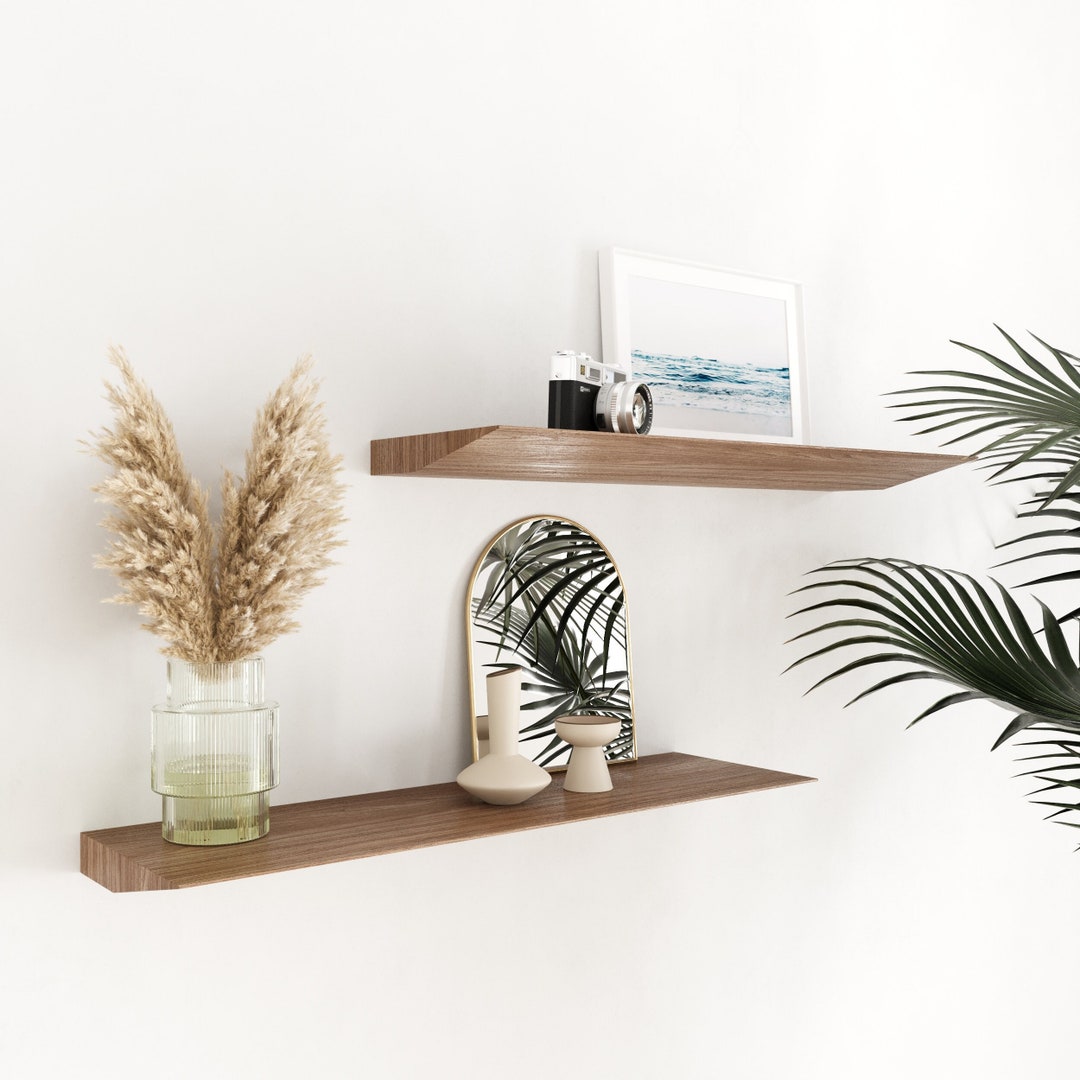 Floating Wedge Shelves Wood Shelves Custom Size Floating Etsy