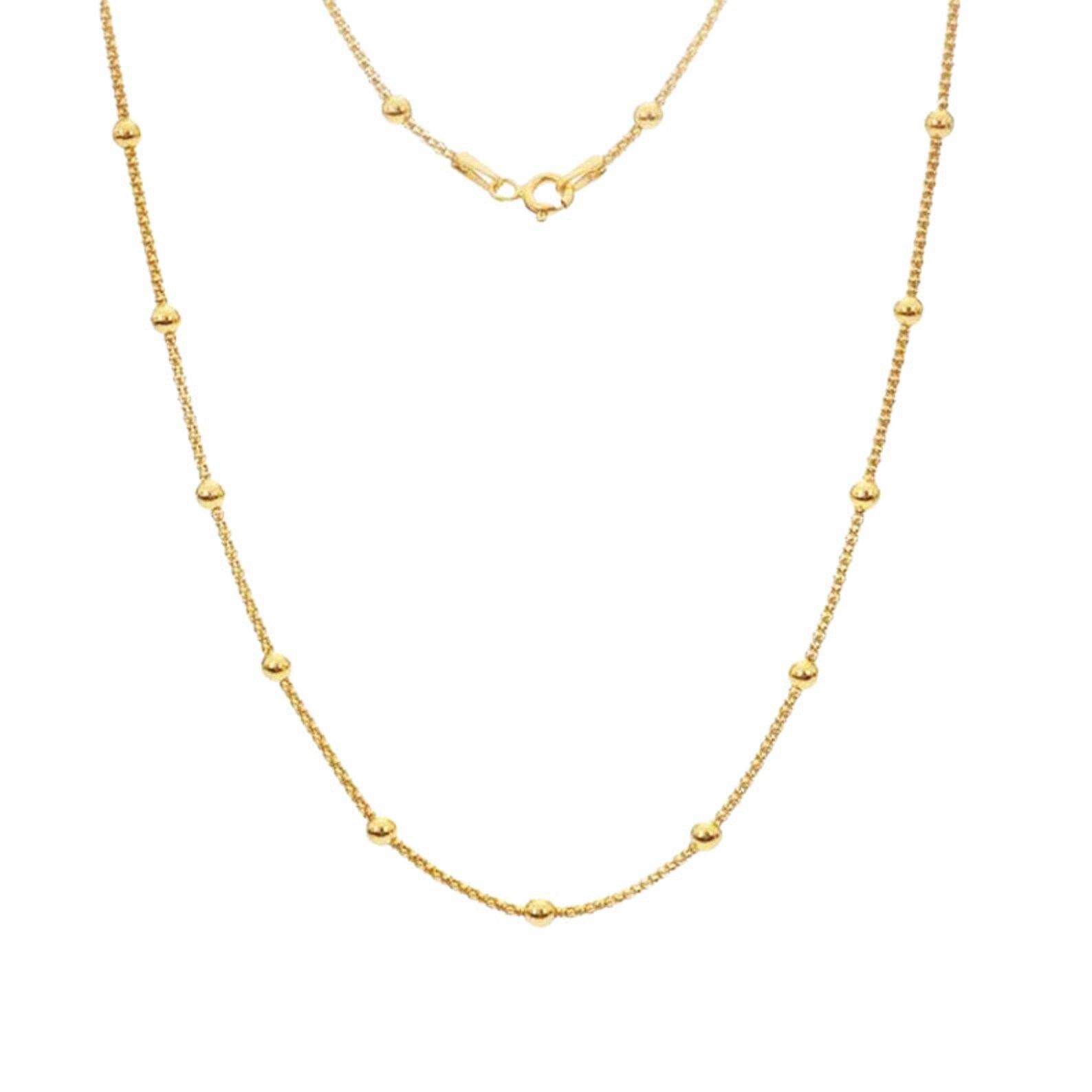 Bead Station Necklace Bead Ball Choker Gold Satellite Chain Etsy