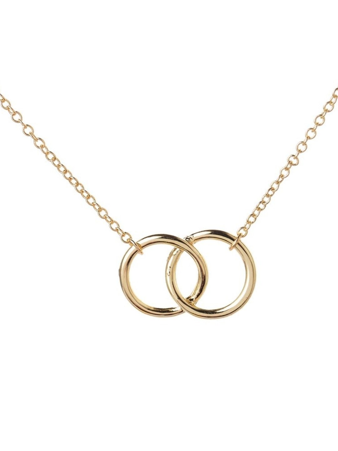 Double Ring Necklace Linked Ring Necklace Linked Circles - Etsy UK