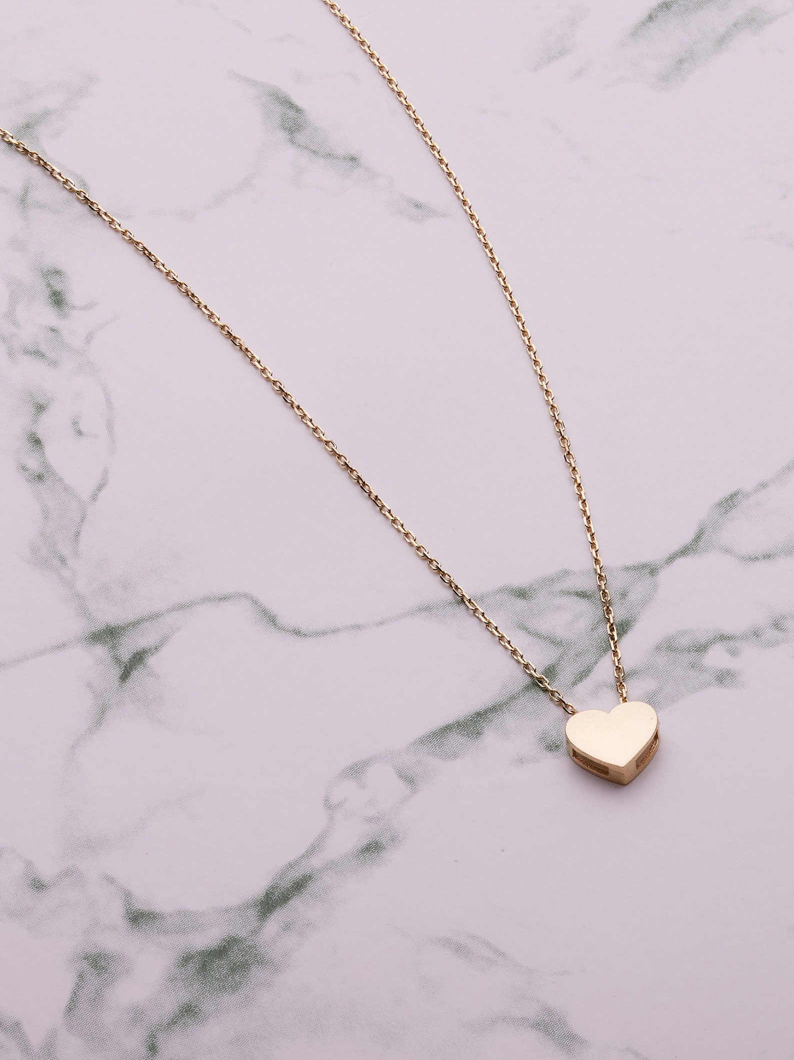 Tiny Heart Necklace Solid Gold Heart Necklace Small Gold - Etsy