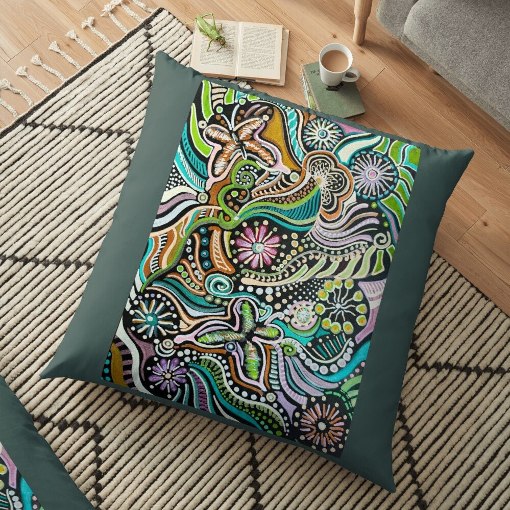 Coussin avec Papillons Fleurs Style Bohème