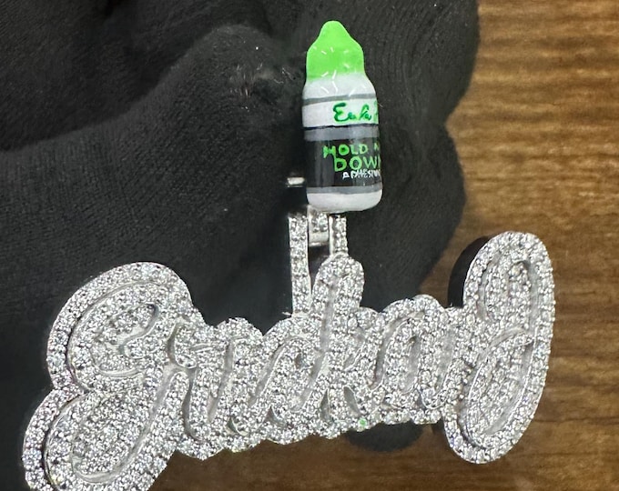 Iced Out Moissanite Script Name Pendant: Custom Sterling Silver Hip Hop Necklace