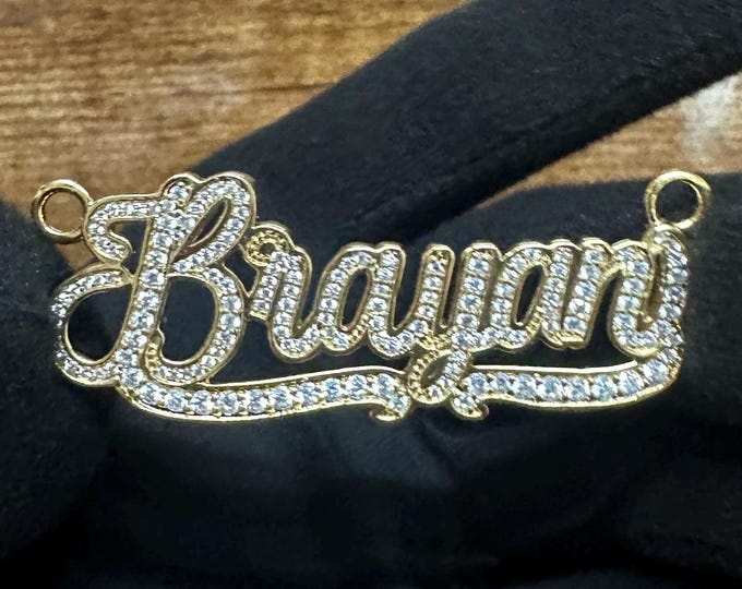 Iced Out Custom Name Pendant: Moissanite Script Necklace, Sterling Silver