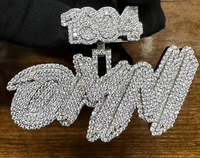 Custom Iced Moissanite Number Name Pendant: Sterling Silver Hip Hop Jewelry