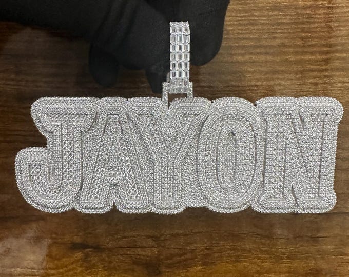 Iced Moissanite Block Letter Pendant: Custom Hip Hop Name Necklace