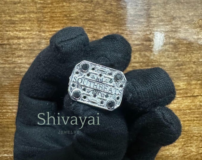Ice Out Nameplate Ring, 925 Silver Moissanite, Gold/Rose Gold Plated, Customizable, VVS EF, Urban Hip Hop Jewelry, ShivayaiJewelry