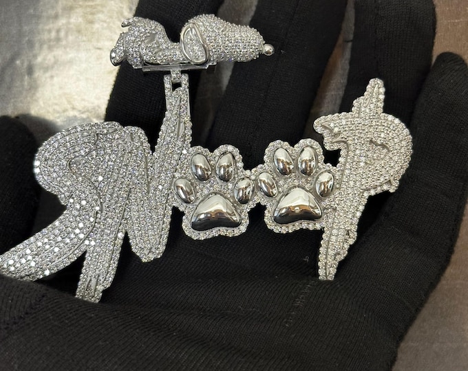 Custom "SNOOP" Hip Hop Pendant | Iced Out 925 Silver, Gold Plated Options | Moissanite Diamond | Dog Paw Statement Jewelry | ShivayaiJewelry