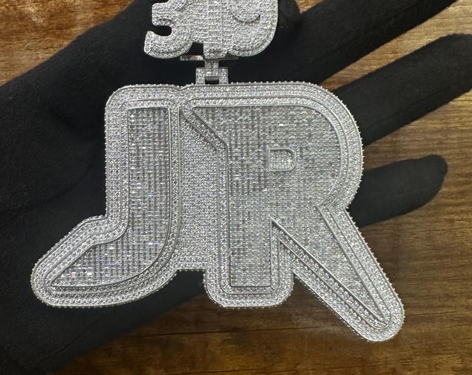 Iced Out Custom Initial Pendant: Moissanite Hip Hop Jewelry, Sterling Silver