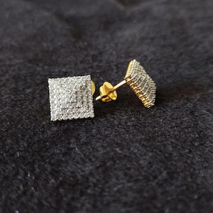 Solid Gold Genuine Sliver Unisex Stud Earrings Hip Hop Unisex Mens Jewelry • Rose Gold Flower Barbell • Ice Flower Threadless Flatback