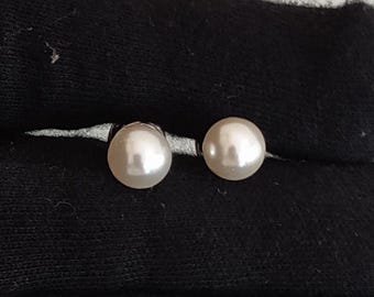 Akoya Pearl Studs: 8mm Saltwater Earrings, 14k Gold Filled