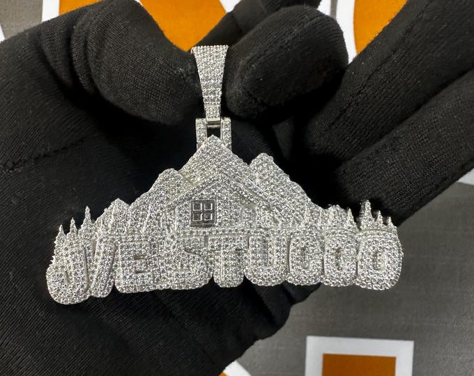 Custom "J/E STUCCO" Mountain Pendant | Iced Out 925 Silver or Gold | Moissanite | Personalized Hip Hop Jewelry | ShivayaiJewelry