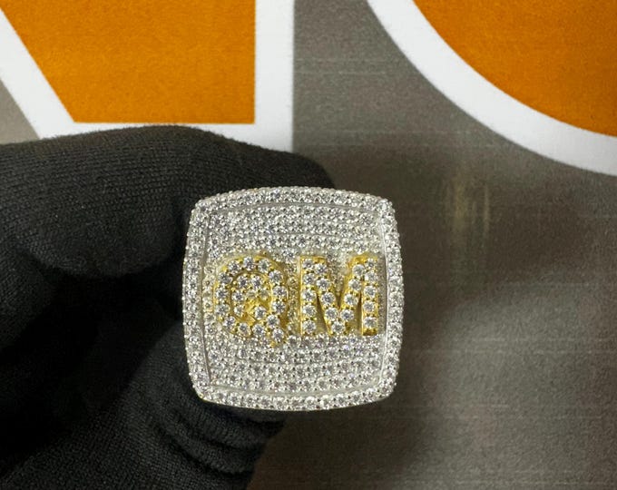 Custom Hip Hop Name/Number/Logo Ring | Iced Out 925 Silver, Gold Plated | Moissanite VVS E-F | Personalized Statement Jewelry