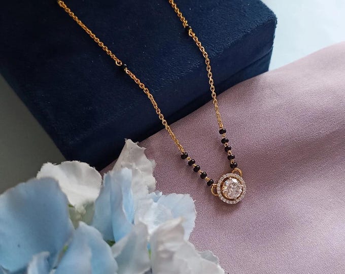 Silver Mangalsutra / Gold plated Mangal sutra/ Black Beads Necklace