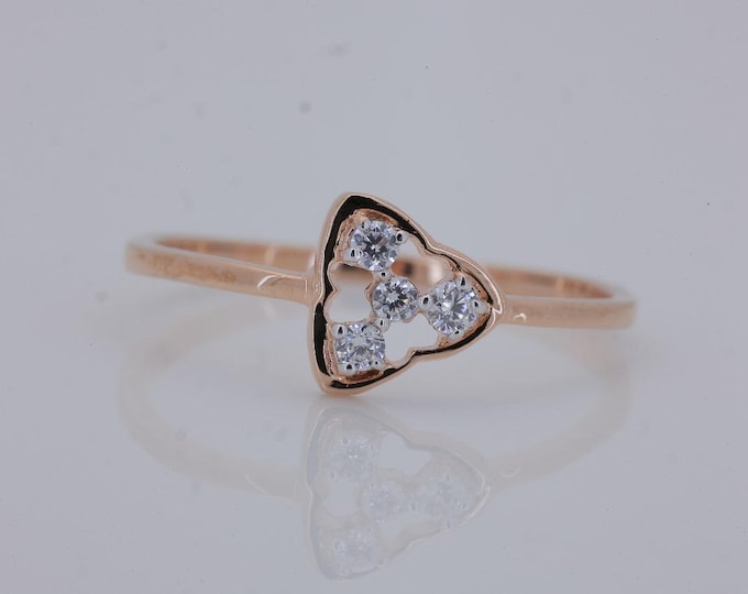 Minimalist Moissanite Ring in Sterling Silver | 4 Round 0.10 CT Stones | Dainty Triangle Design | Promise Ring | Everyday Jewelry
