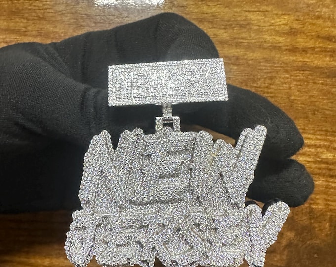 Iced Out Pendant | Hip Hop Diamond Pendant Iced Moissanite Custom City Pendant: Sterling Silver Hip Hop Necklace