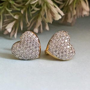 Heart Bali Earrings | 925 Silver Cubic zirconia Diamond Handmade Earring gift for her | Love Heart Shaped Stud Earrings Mothers Day Gifts