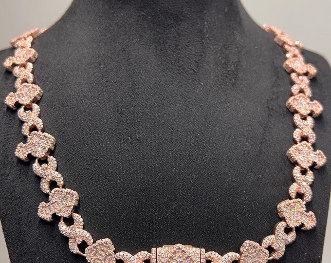 Custom 20 Inch Moissanite Diamond Chain Necklace | 15MM Iced Out Link | Lab Diamond Chain in Silver & Gold | VVS D Color