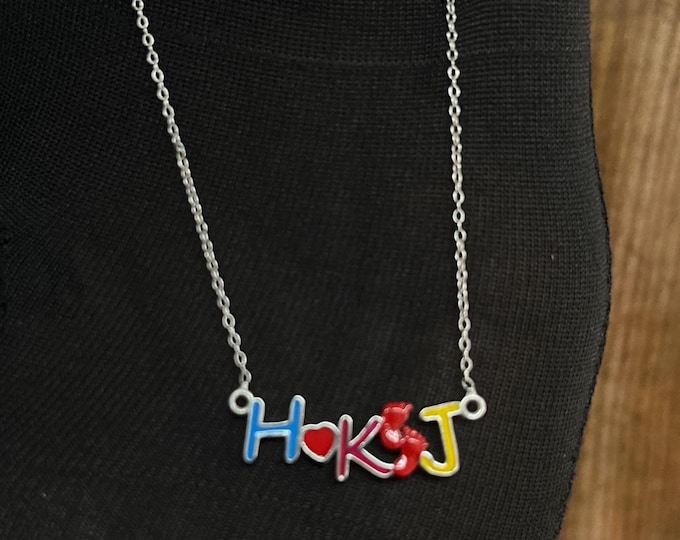 Custom Baby Pendant Necklace in Sterling Silver, Family Initial Necklace with Heart & Footprint Symbol, Gift for Mom Dad