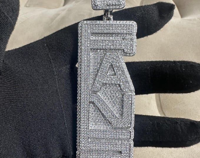 Custom "FANS" Hip-Hop Name Pendant | 925 Silver | Moissanite/Iced Out | Large Statement Jewelry | Personalized Pendant Gift |ShivayaiJewelry